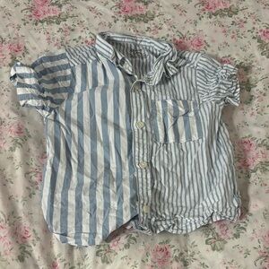 Carter's Light Blue and White Striped Button Down Shirt